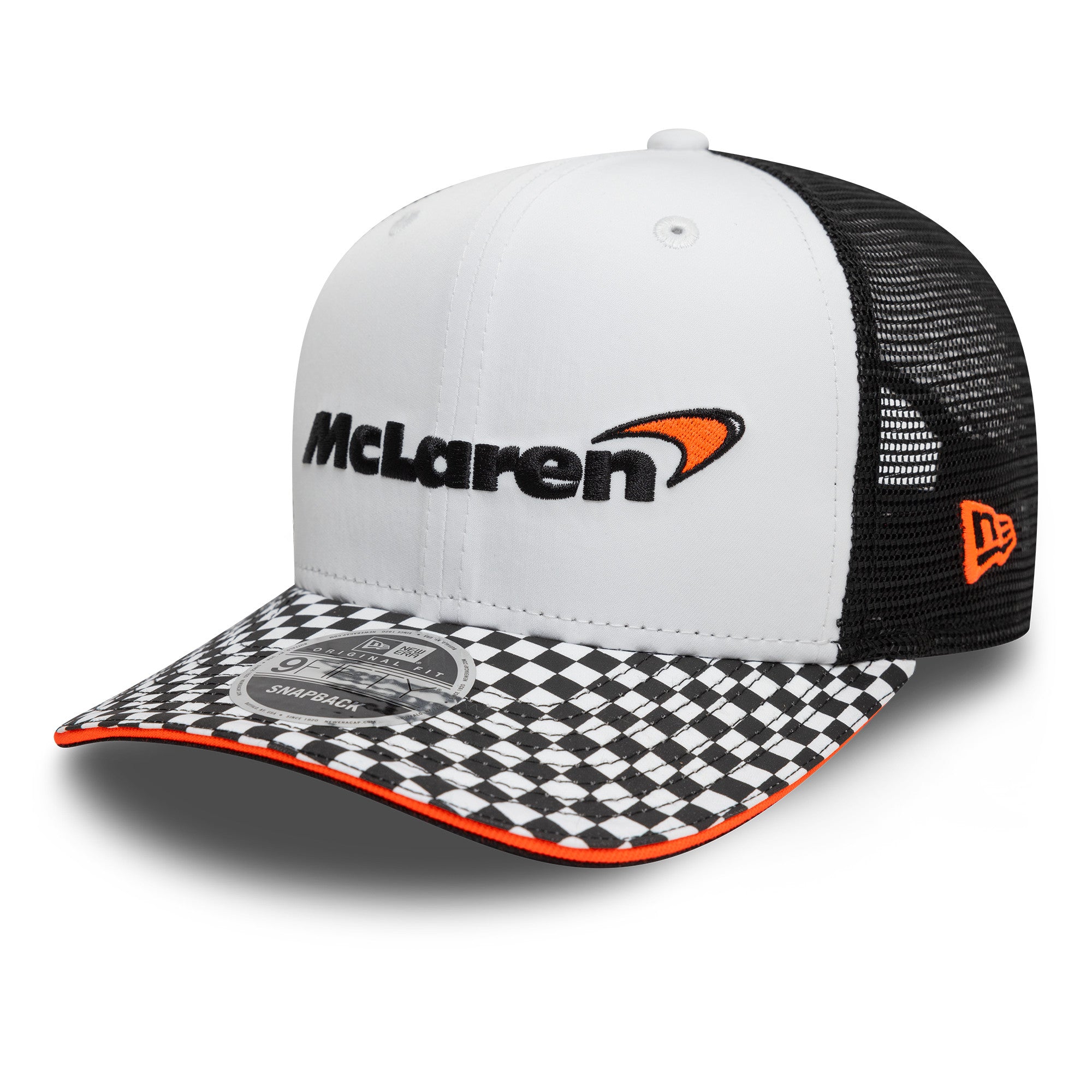 McLaren Racing F1 Checkered Visor 9Fifty Cap Pre Curve Adults - White ...