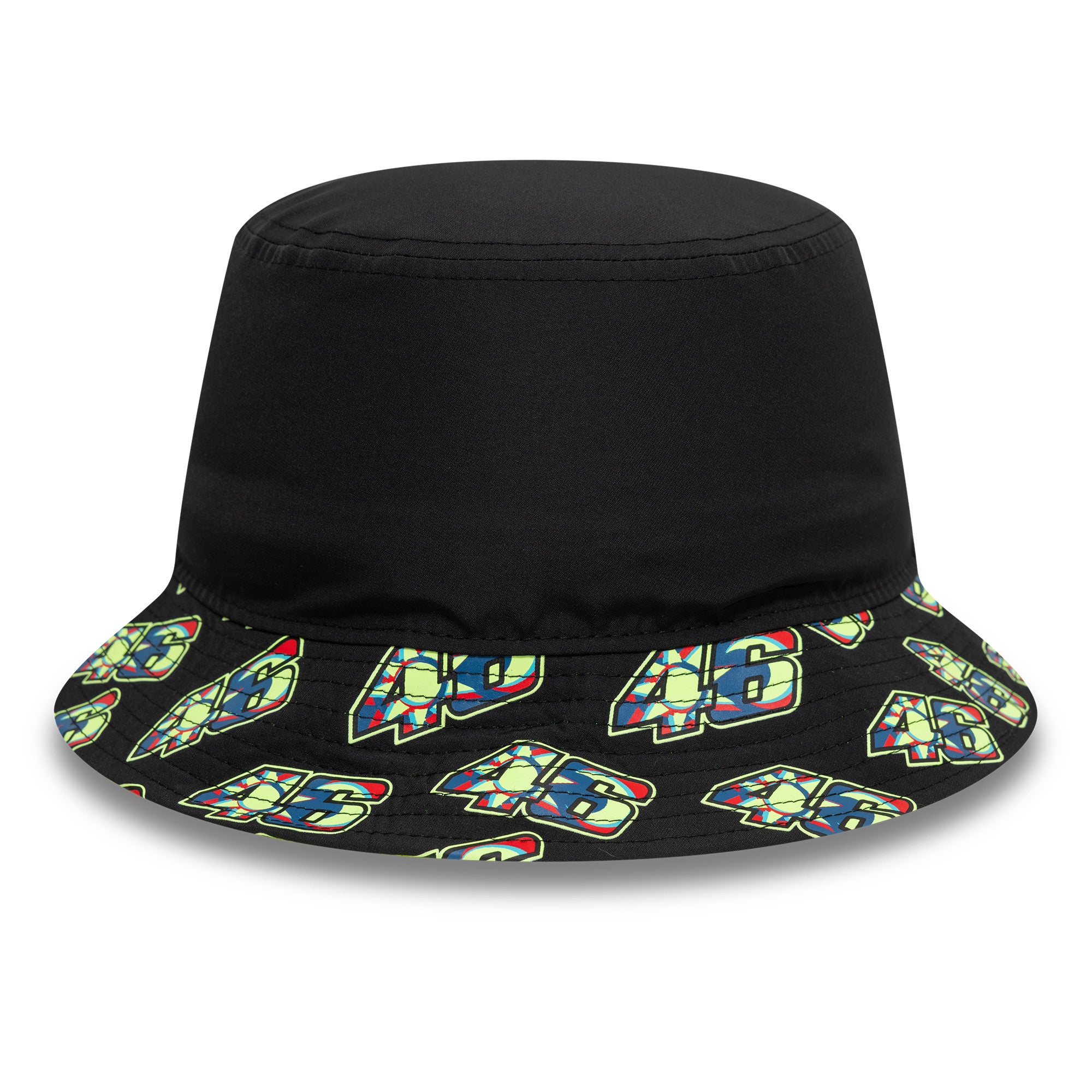 VR46 Moon Sun Tapered Bucket Hat Adults - Black/Neon Yellow