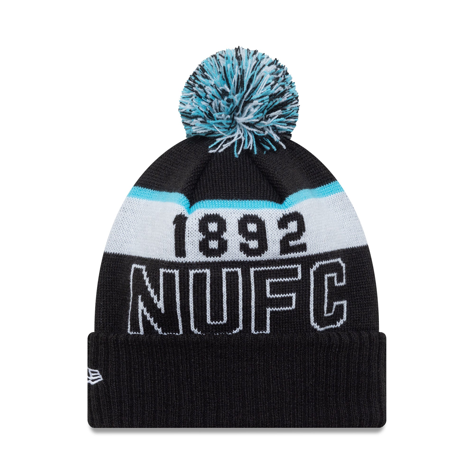 Newcastle United Metallic  9Forty Bobble Beanie Adults - Black/Light Blue