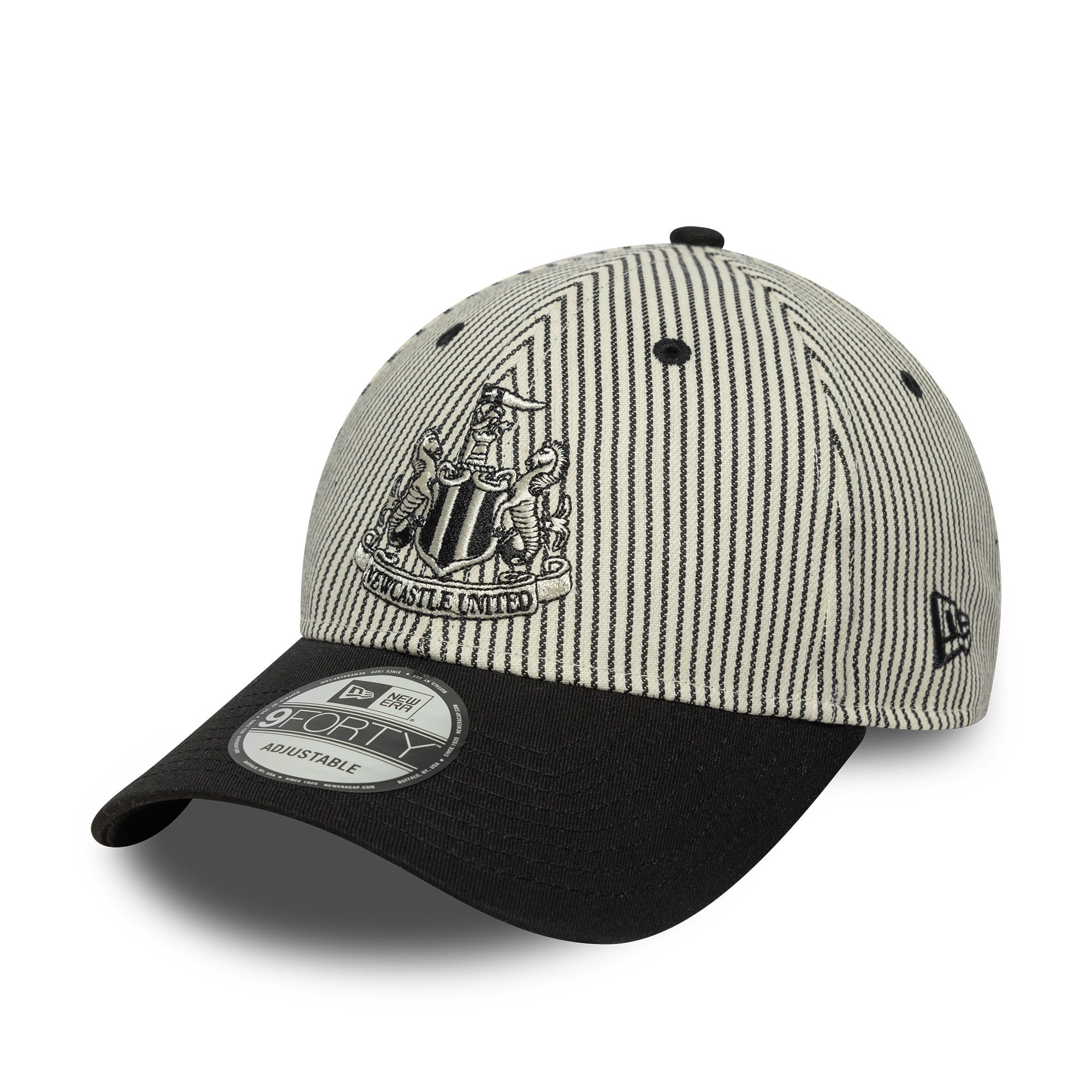 Newcastle United Pinstripe 9Forty Cap Adults - Ivory/Black