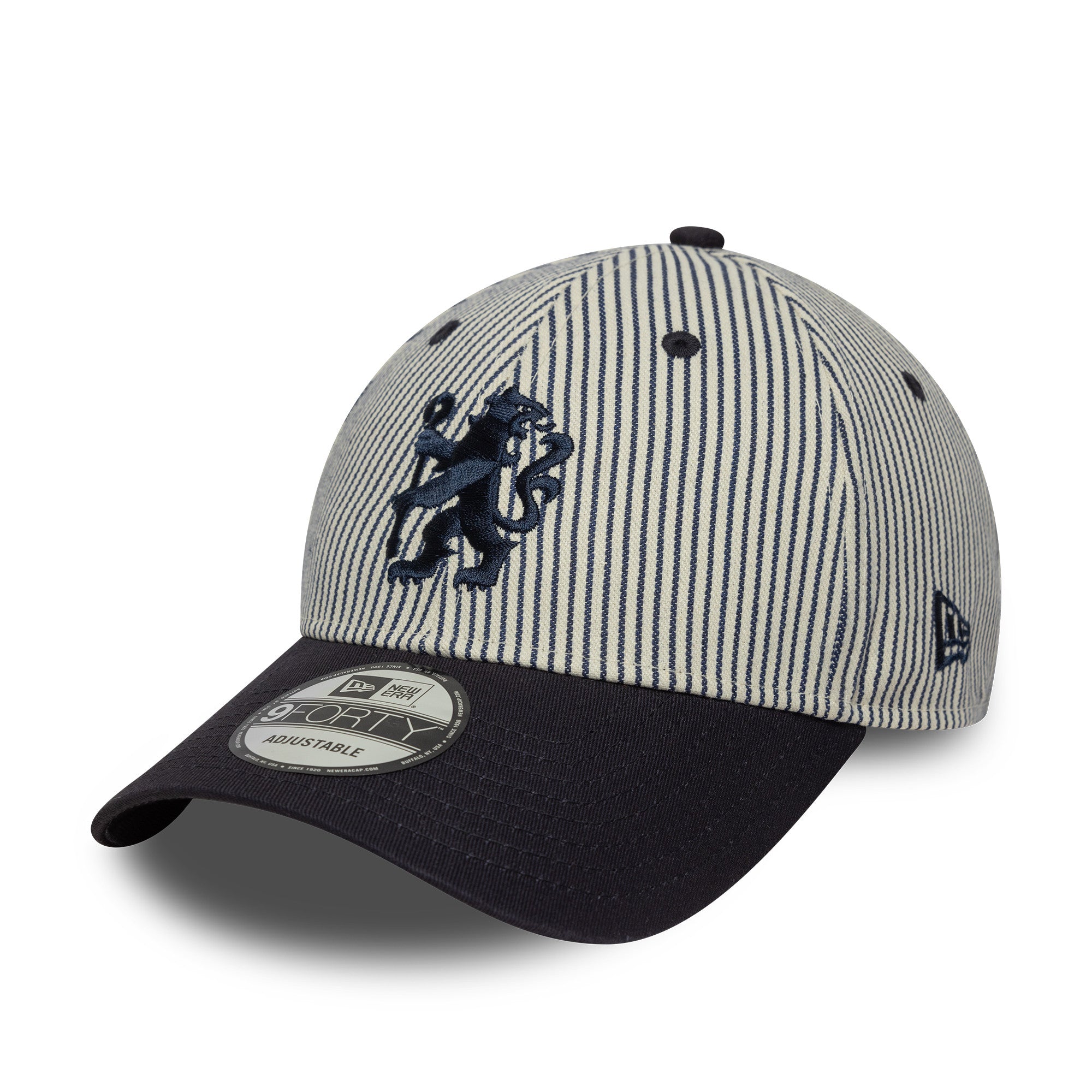 Chelsea FC Pinstripe 9Forty Cap Adults - Ivory/Navy