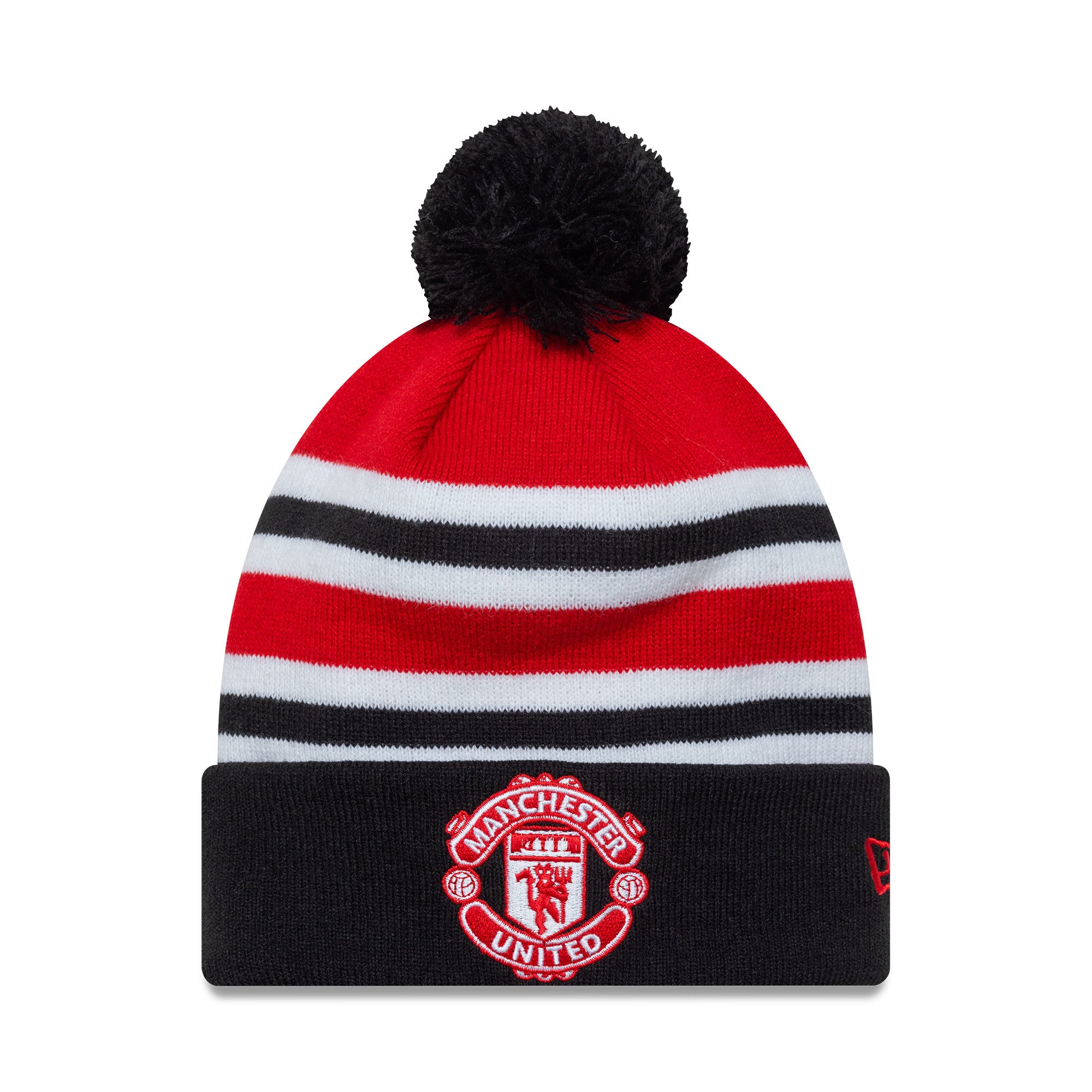 Manchester United Bar Stripe Beanie Adults - Scarlet/Black