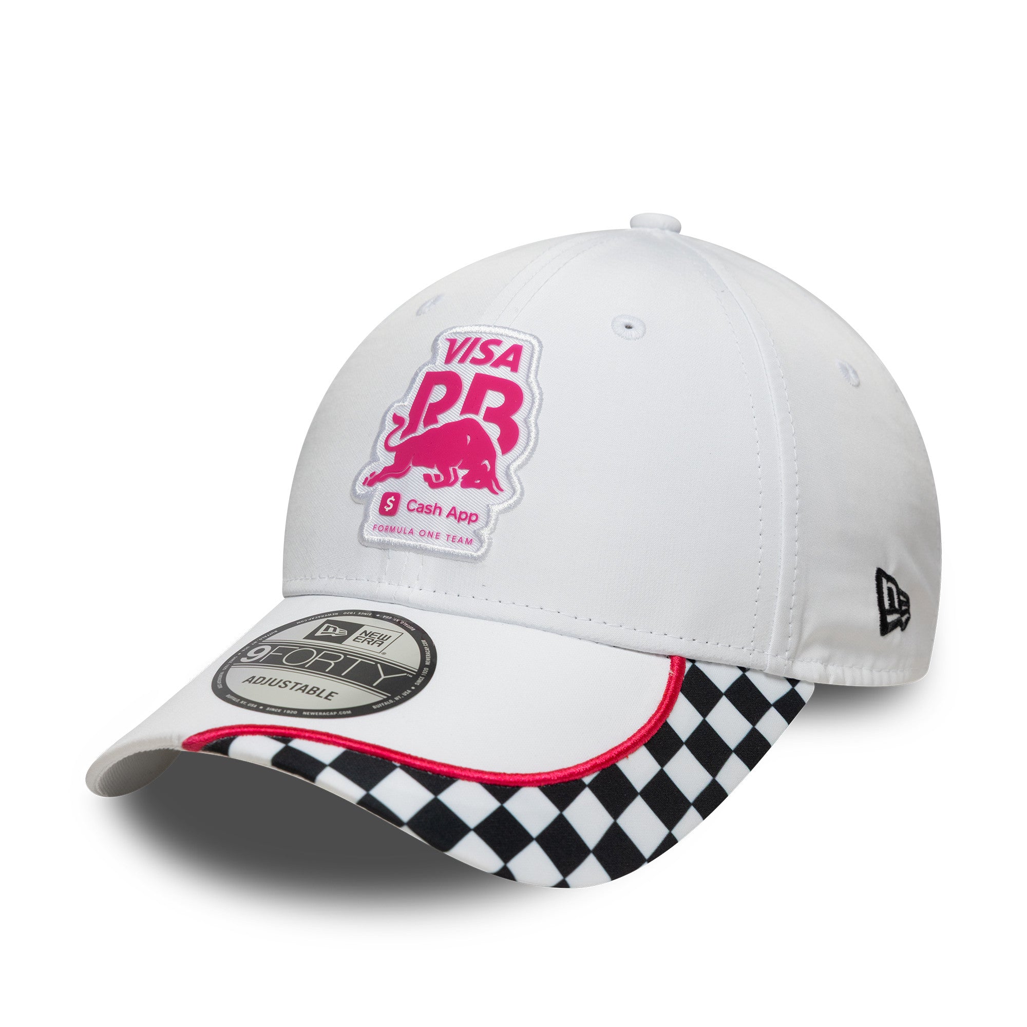 Visa Cash App RB F1 Checkerboard 9Forty Cap Adults - White
