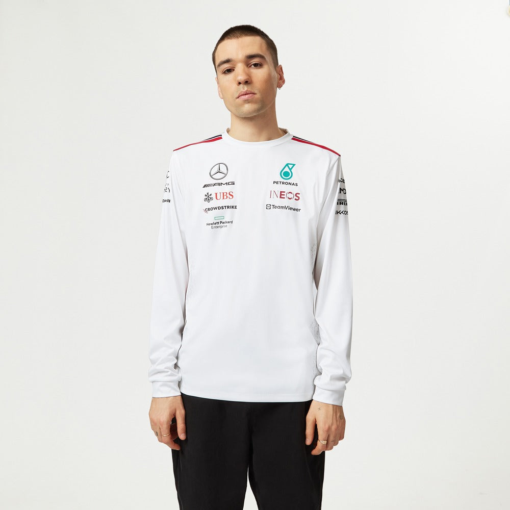 Mercedes AMG Petronas F1 2023 Team Long Sleeve Driver Tee Mens - White