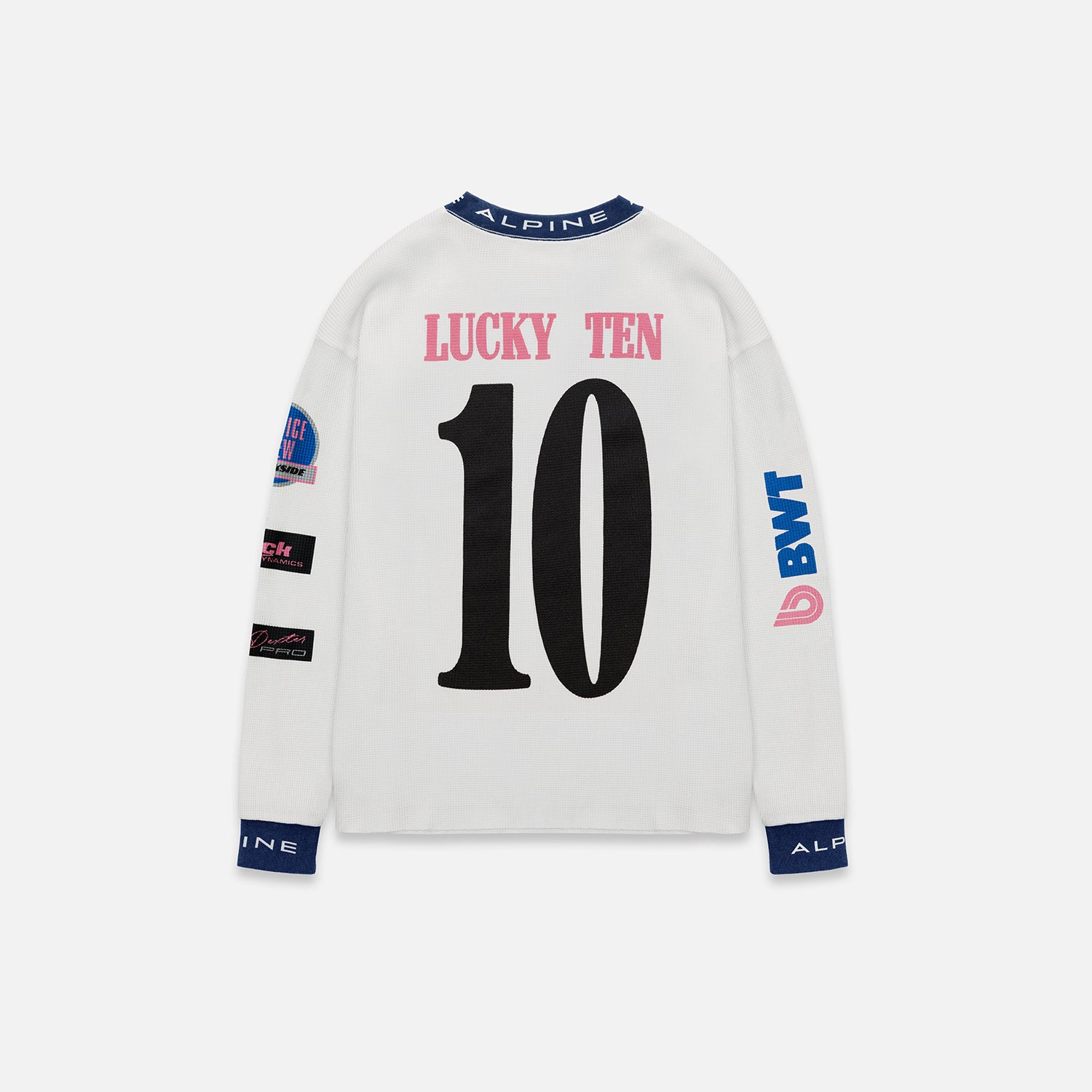 Alpine F1 Team X Duke And Dexter Vintage White Long Sleeve Waffle Unisex - White
