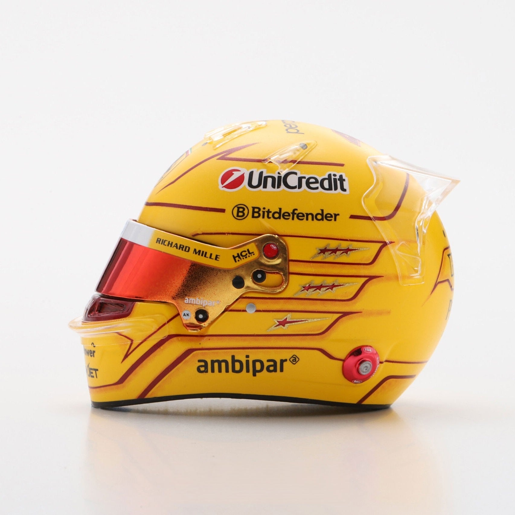 Looksmart Scuderia Ferrari F1 Team Lewis Hamilton 2025 Monaco GP Mini Helmet Unisex - Yellow - 1:5 Scale