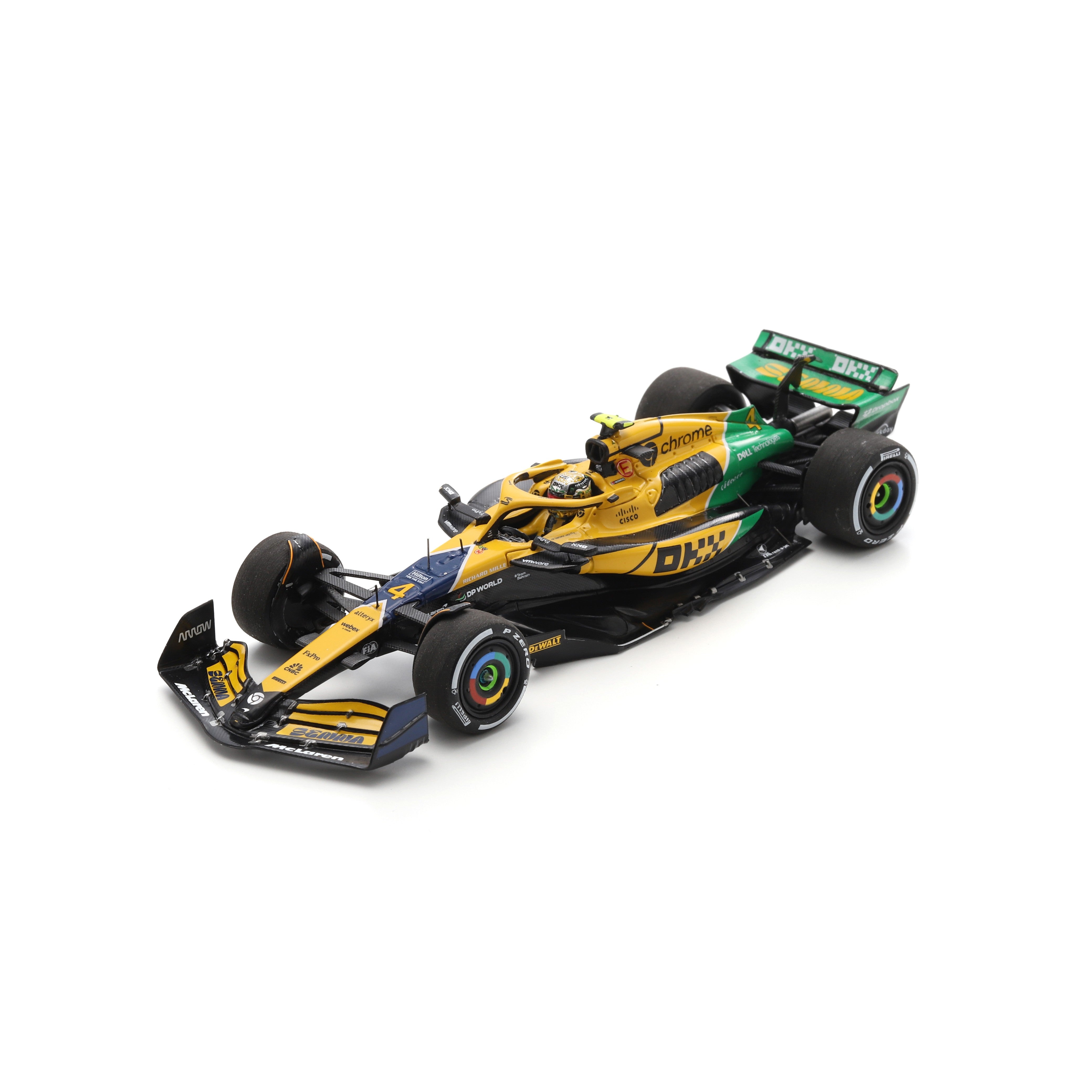 Spark McLaren Racing F1 MCL38 2024 Monaco GP 4th Place Lando Norris Senna Livery Model Car - 1:43 Scale